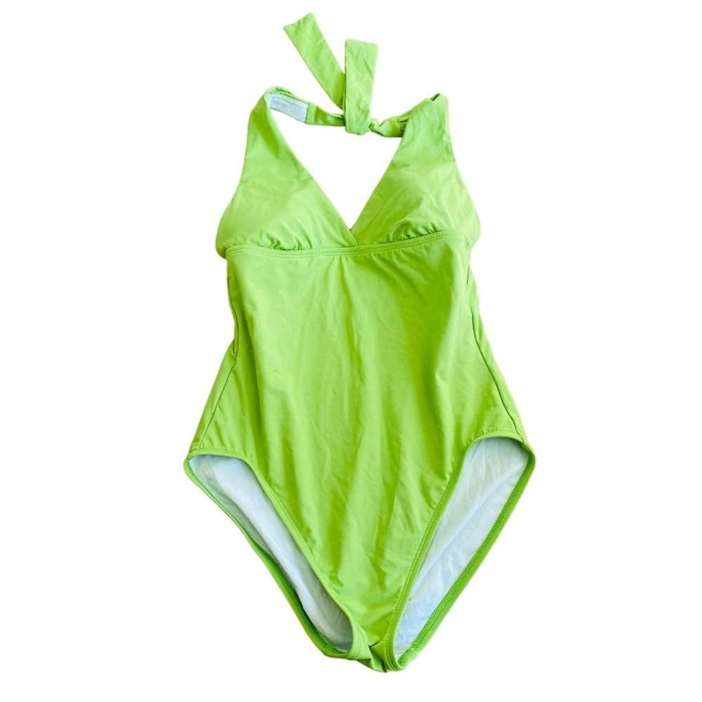 Talbots Swim Womens 8 Bathing Suit One Piece Halter Tie Classic Modest